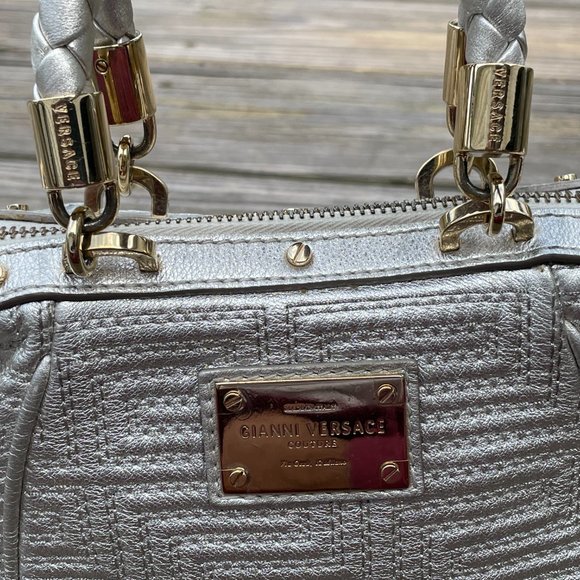 Gianni Versace Silver Tone Women Bag Small Hand Bag Made in Italy - Picture 7 of 15